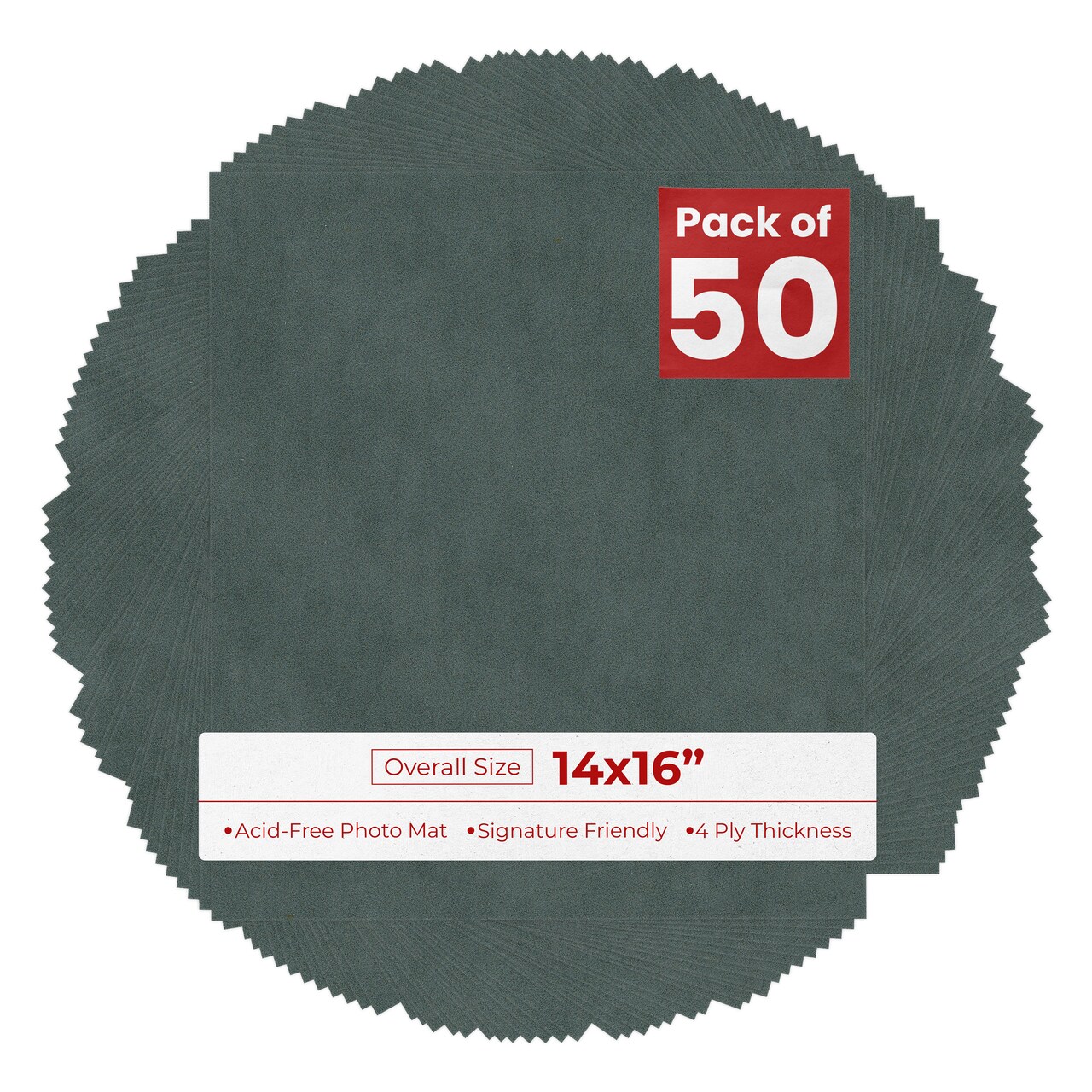 Dark Grey Suede 14x16 Uncut Mat Board - Blank Sheet, No Opening